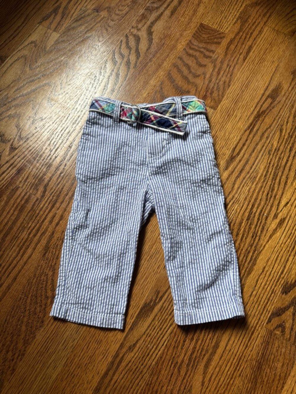 Ralph Lauren Blue Stripe Seersucker Pants w/ Belt | 9M